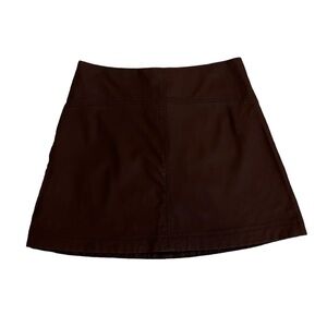 ABERCROMBIE & FITCH Faux Chocolate Brown Leather Skirt with Back Zipper